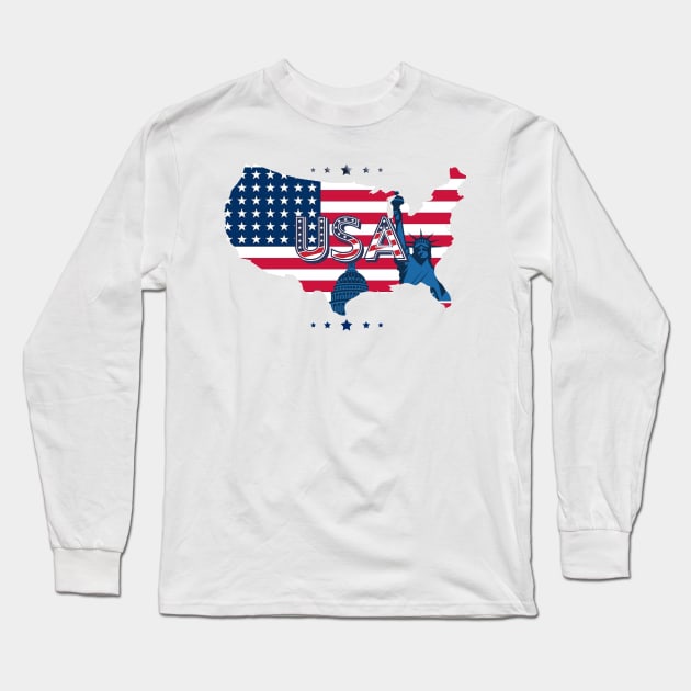 USA America Long Sleeve T-Shirt by Nice Shop